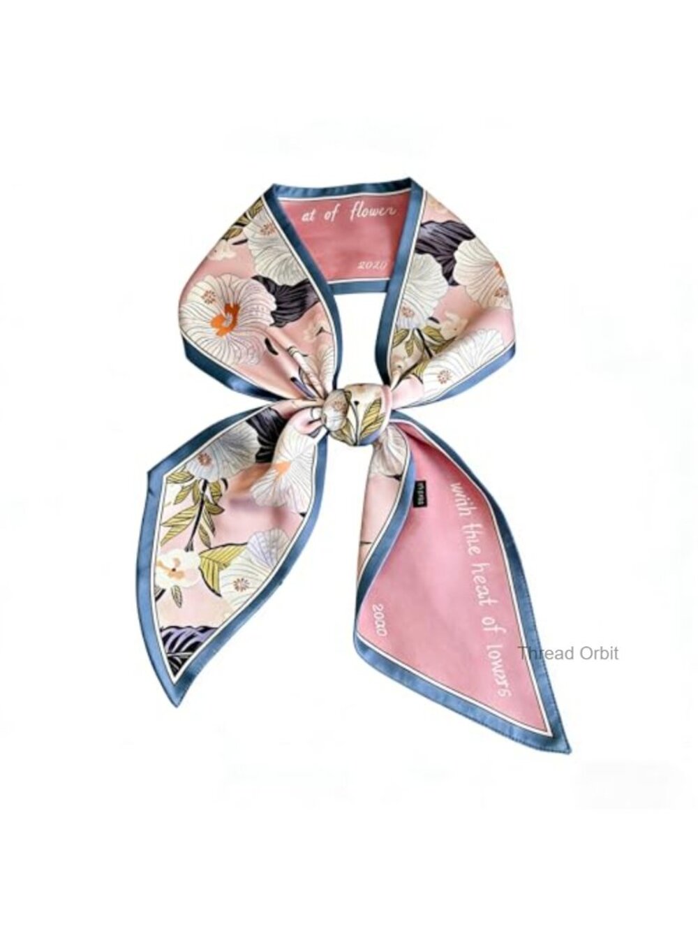 Lightweight Polyester Floral Head Silk Scarf Long Thin Hair Scarf Waist Belt